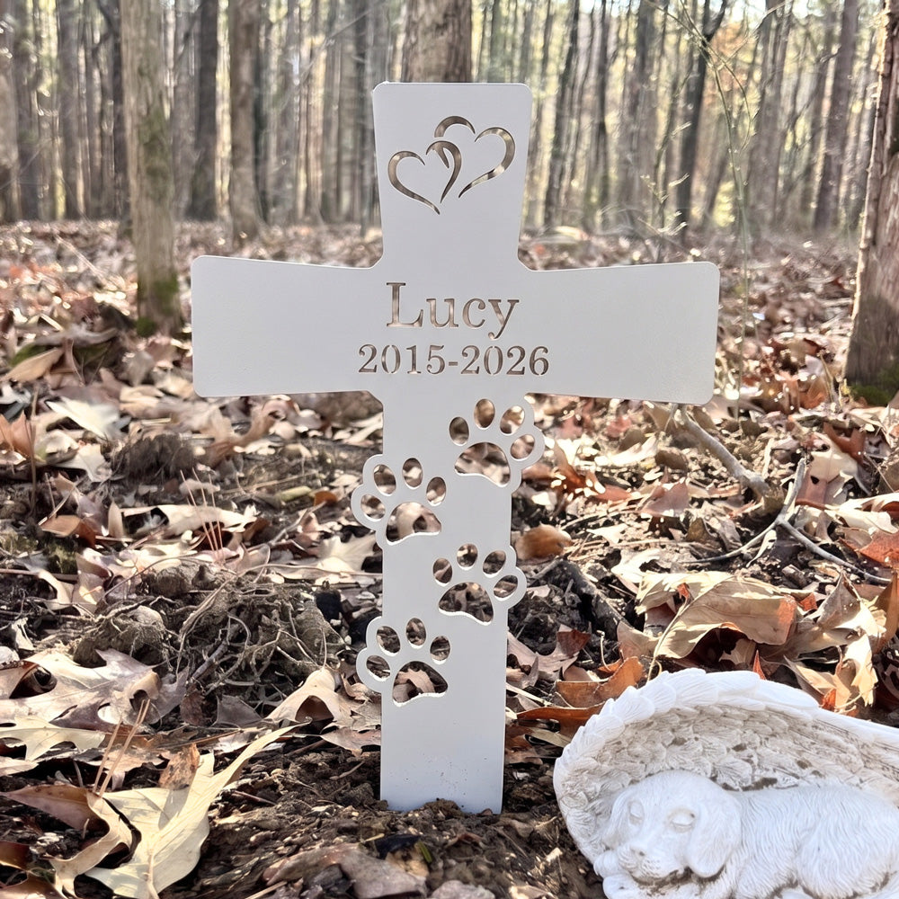 Personalized Pet Memorial Cross Stake Grave Marker