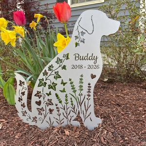 Custom Floral Cutout Metal Pet Memorial Garden Stake