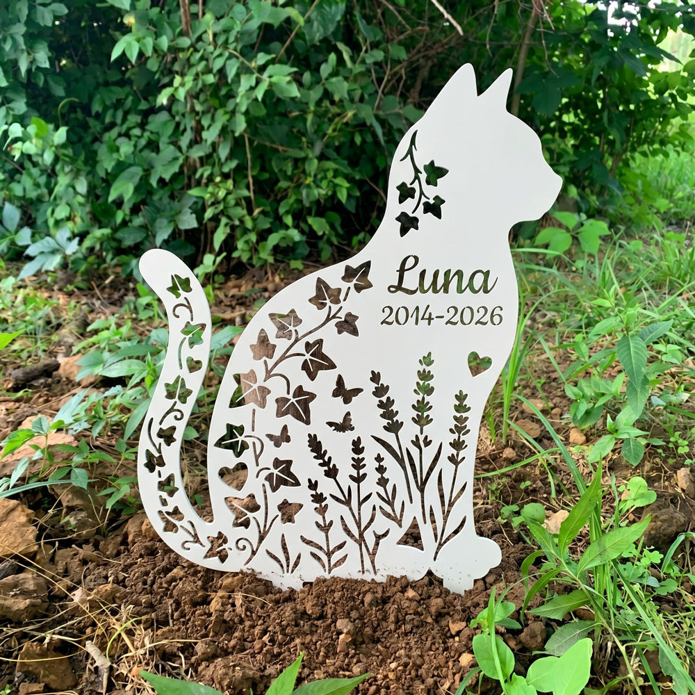 Custom Floral Cutout Metal Pet Memorial Garden Stake