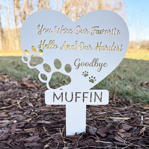 Custom Heart Pet Memorial Garden Stake Marker