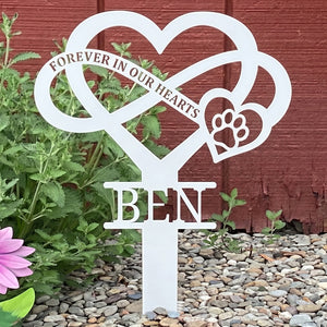 Personalized Pet Memorial Stake Infinity Heart Paw Print Grave Marker