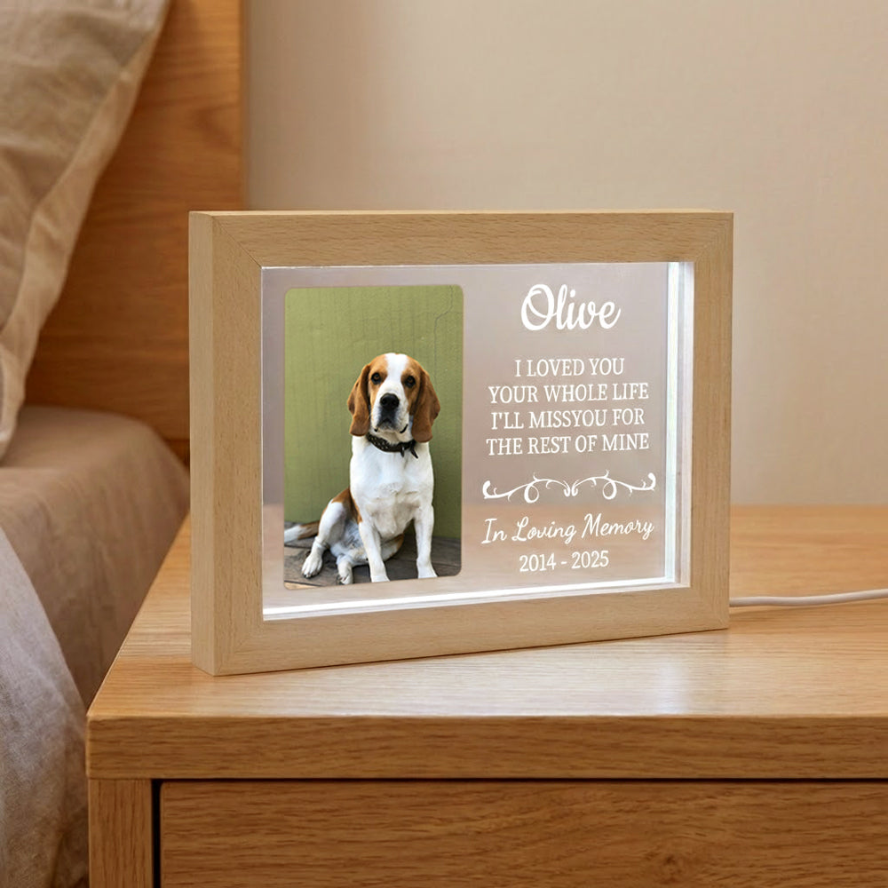 Wood LED Pet Memorial Light Frame